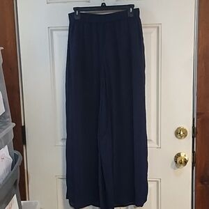 Eyeshadow Navy Blue Sheer Wide Leg Pants